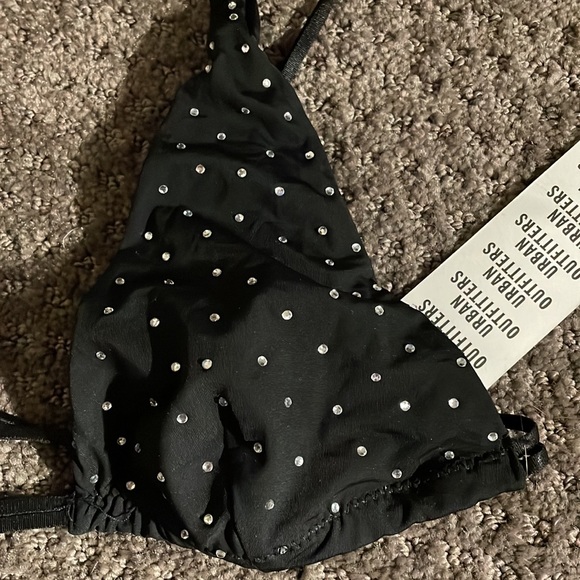 NWT Urban Outfitters black silver rhinestone gem festival bra bralette - Picture 2 of 3